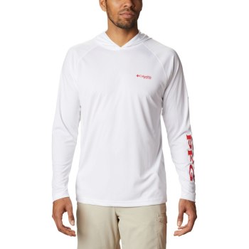 Columbia PFG Terminal Tackle, Sudaderas Con Capucha Blancos Rojos Para Hombre | 049567-SXP